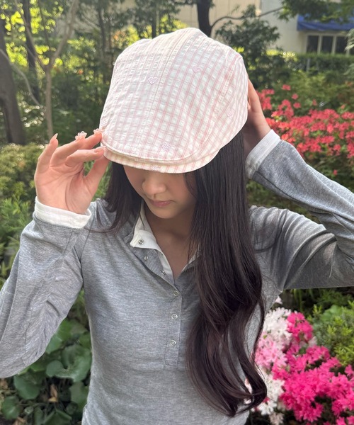 HALEY PESCA(ヘーリーペスカ)の「HALEY PESCA/ハートデザインギンガムチェックハンチング帽(ハンチング/ベレー帽・レディース・ブルー/ブラック/ピンク・FREE)」の15枚目の写真
