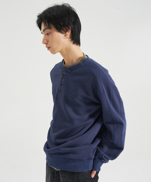SLOWACID（スローアシッド）の「ウォッシュドヘンリーネックスウェットシャツ[ネイビー]（スウェット・レディース・その他・SMALL/MEDIUM/LARGE）」の2枚目の写真