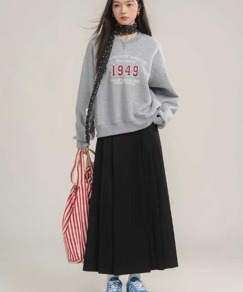 gossip!ロサンゼルス(ゴシップロサンゼルス)の「サイドプリーツスカート ベルト付き(スカート・レディース・ブラック/グレー・M/L)」の1枚目の写真