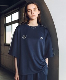 ROCHEM（ローシェン）の「【セットアップ2点セット】サイドライン短丈ゲームTシャツ＋裾ドローコードイージーパンツ（スウェット）」