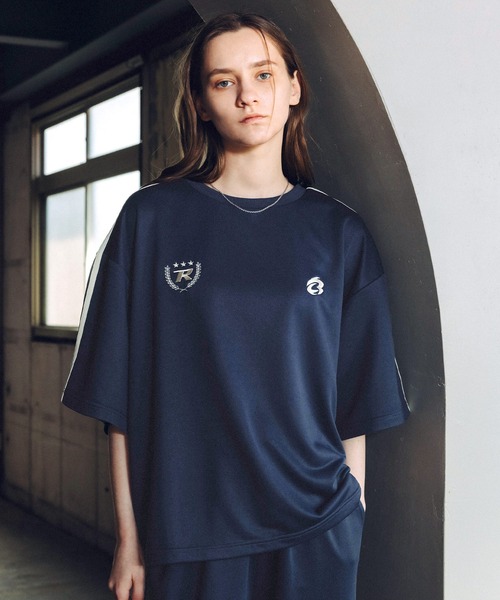 セール】【セットアップ2点セット】サイドライン短丈ゲームTシャツ＋裾