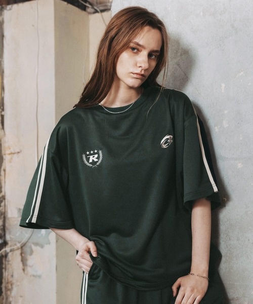 ROCHEM（ローシェン）の「【セットアップ2点セット】サイドライン短丈ゲームTシャツ＋裾ドローコードイージーパンツ（スウェット・メンズ・ブラック/杢グレー/ダークグリーン/ネイビー・XS/S/M/L）」の4枚目の写真