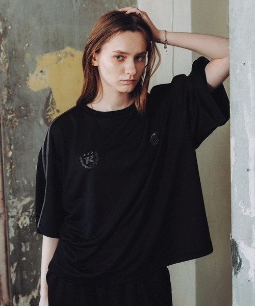 ROCHEM（ローシェン）の「【セットアップ2点セット】サイドライン短丈ゲームTシャツ＋裾ドローコードイージーパンツ（スウェット・メンズ・ブラック/杢グレー/ダークグリーン/ネイビー・XS/S/M/L）」の8枚目の写真