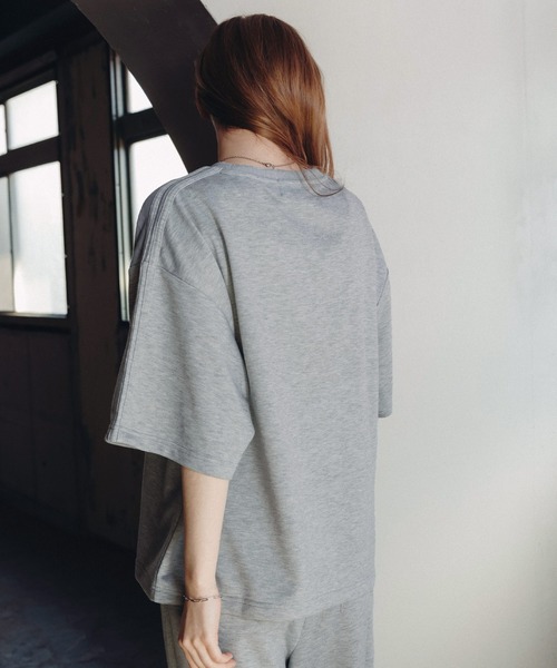 ROCHEM（ローシェン）の「【セットアップ2点セット】サイドライン短丈ゲームTシャツ＋裾ドローコードイージーパンツ（スウェット・メンズ・ブラック/杢グレー/ダークグリーン/ネイビー・XS/S/M/L）」の19枚目の写真