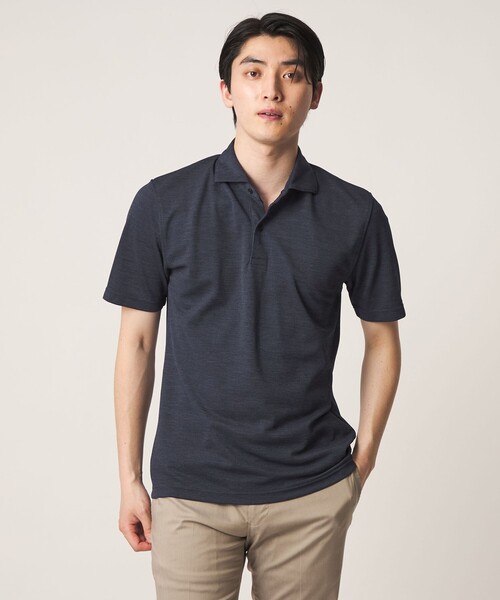 A DAY IN THE LIFE UNITED ARROWS（アデイインザライフユナイテッドアローズ）の「メランジ カノコ ワイドカラー ポロシャツ-吸水速乾-＜A DAY IN THE LIFE＞（Tシャツ/カットソー・メンズ・ライトブルー/ネイビー/モカ/ホワイト/ダークグレー・L/M/XL/S）」の5枚目の写真