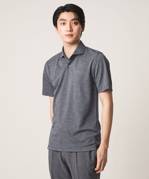 A DAY IN THE LIFE UNITED ARROWS（アデイインザライフユナイテッドアローズ）の「メランジ カノコ ワイドカラー ポロシャツ-吸水速乾-＜A DAY IN THE LIFE＞（Tシャツ/カットソー・メンズ・ライトブルー/ネイビー/モカ/ホワイト/ダークグレー・L/M/XL/S）」の4枚目の写真