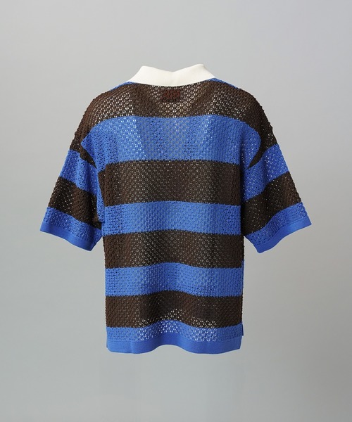 MAISON SPECIAL(メゾンスペシャル)の「《UNISEX》Rugby Border Prime-Over Skipper Knit Polo Shirt/ラガーボーダープライムオーバースキッパーニットポロシャツ【MAISON SPECIAL/メゾンスペシャル】(ポロシャツ・メンズ・ピンク/ブルー/ブラック・2/1/0)」の14枚目の写真