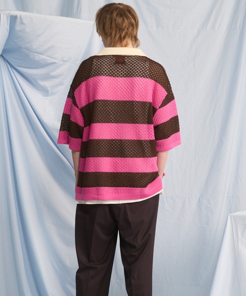MAISON SPECIAL(メゾンスペシャル)の「《UNISEX》Rugby Border Prime-Over Skipper Knit Polo Shirt/ラガーボーダープライムオーバースキッパーニットポロシャツ【MAISON SPECIAL/メゾンスペシャル】(ポロシャツ・メンズ・ピンク/ブルー/ブラック・2/1/0)」の20枚目の写真