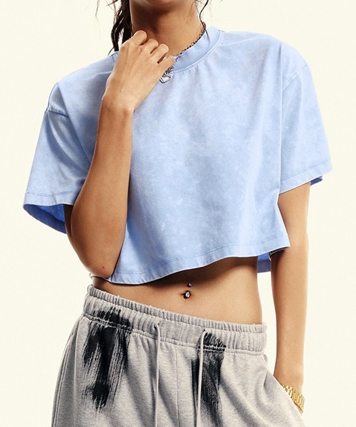 lulufa(ルルファ)の「短丈フェードTシャツ クロップド 半袖T(Tシャツ/カットソー・レディース・ピンク/ブラック/ライトブルー/ライトピンク・MEDIUM/LARGE)」の3枚目の写真