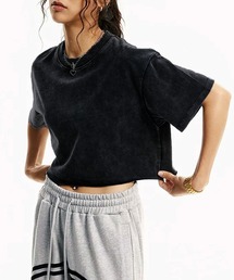 短丈フェードTシャツ クロップド 半袖T