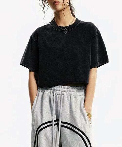 lulufa(ルルファ)の「短丈フェードTシャツ クロップド 半袖T(Tシャツ/カットソー・レディース・ピンク/ブラック/ライトブルー/ライトピンク・MEDIUM/LARGE)」の5枚目の写真