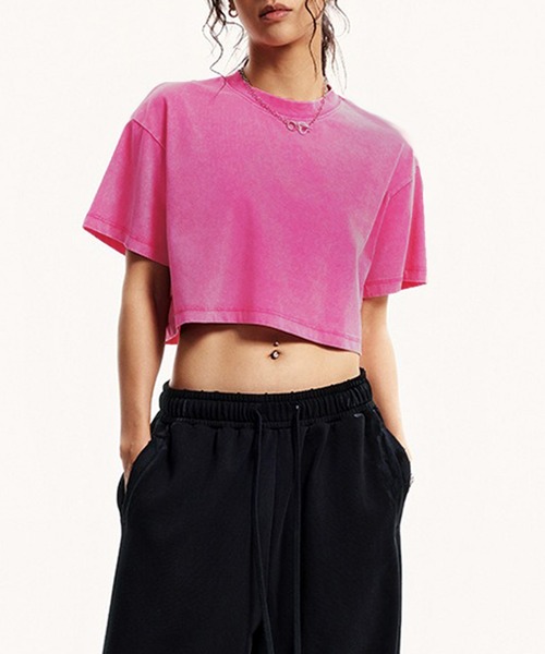 lulufa(ルルファ)の「短丈フェードTシャツ クロップド 半袖T(Tシャツ/カットソー・レディース・ピンク/ブラック/ライトブルー/ライトピンク・MEDIUM/LARGE)」の17枚目の写真