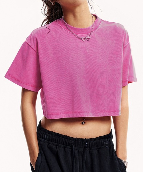 lulufa(ルルファ)の「短丈フェードTシャツ クロップド 半袖T(Tシャツ/カットソー・レディース・ピンク/ブラック/ライトブルー/ライトピンク・MEDIUM/LARGE)」の19枚目の写真