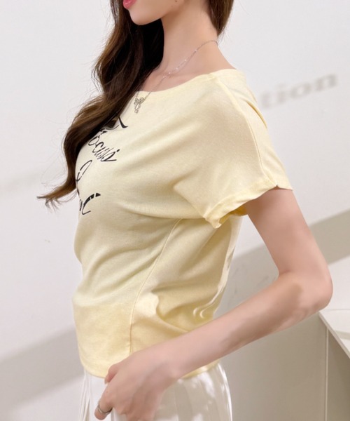 Ada.(エイダ)の「フロント ロゴ プリント ワンショルダー カットソー(Tシャツ/カットソー・レディース・ブラック/グレー/ホワイト/イエロー・FREE)」の18枚目の写真