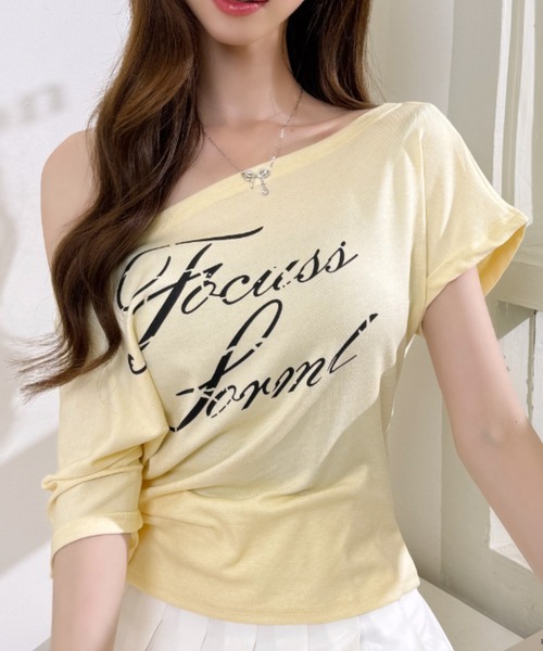 Ada.(エイダ)の「フロント ロゴ プリント ワンショルダー カットソー(Tシャツ/カットソー・レディース・ブラック/グレー/ホワイト/イエロー・FREE)」の19枚目の写真