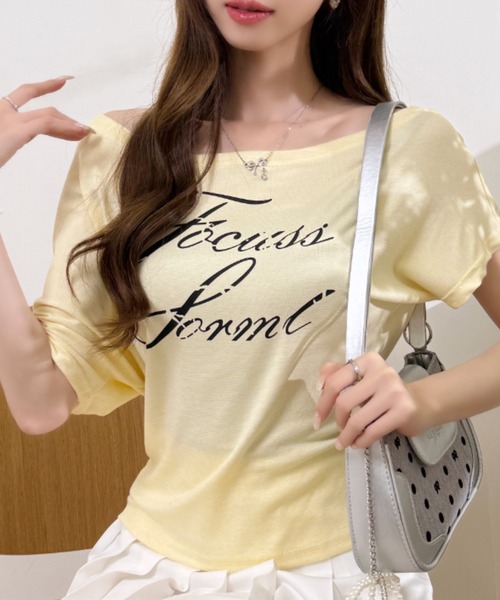 Ada.(エイダ)の「フロント ロゴ プリント ワンショルダー カットソー(Tシャツ/カットソー・レディース・ブラック/グレー/ホワイト/イエロー・FREE)」の21枚目の写真