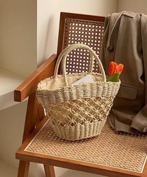 Mignonjour（ミニョンジュール）の「Mignonjour/透かし編みかごバッグ M2920（かごバッグ）」