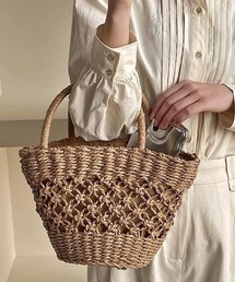 Mignonjour（ミニョンジュール）の「Mignonjour/透かし編みかごバッグ M2920（かごバッグ）」