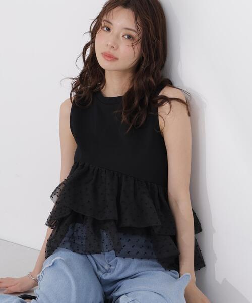 PROPORTION BODY DRESSING(プロポーションボディドレッシング)の「<E>ドットチュールカットソー / 1216267500(Tシャツ/カットソー・レディース・ブラック/ホワイト・FREE)」の2枚目の写真
