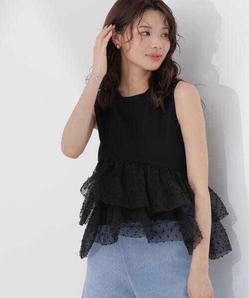 PROPORTION BODY DRESSING(プロポーションボディドレッシング)の「<E>ドットチュールカットソー / 1216267500(Tシャツ/カットソー・レディース・ブラック/ホワイト・FREE)」の6枚目の写真