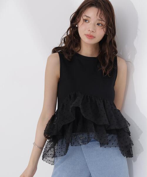 PROPORTION BODY DRESSING(プロポーションボディドレッシング)の「<E>ドットチュールカットソー / 1216267500(Tシャツ/カットソー・レディース・ブラック/ホワイト・FREE)」の7枚目の写真