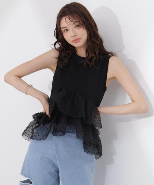 PROPORTION BODY DRESSING(プロポーションボディドレッシング)の「<E>ドットチュールカットソー / 1216267500(Tシャツ/カットソー・レディース・ブラック/ホワイト・FREE)」の8枚目の写真