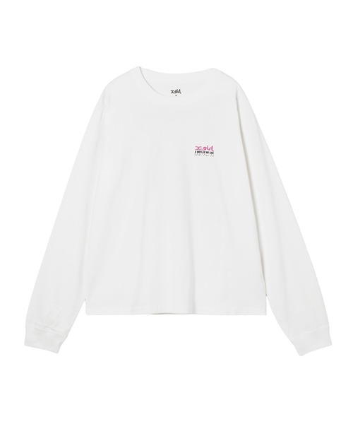 X-girl（エックスガール）の「FACE BOX AND MESSAGE L/S TEE（Tシャツ/カットソー・レディース・ホワイト/ブラック・L/M/S）」の7枚目の写真