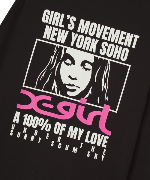 X-girl（エックスガール）の「FACE BOX AND MESSAGE L/S TEE（Tシャツ/カットソー・レディース・ホワイト/ブラック・L/M/S）」の11枚目の写真