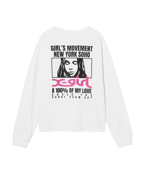 X-girl（エックスガール）の「FACE BOX AND MESSAGE L/S TEE（Tシャツ/カットソー・レディース・ホワイト/ブラック・L/M/S）」の6枚目の写真