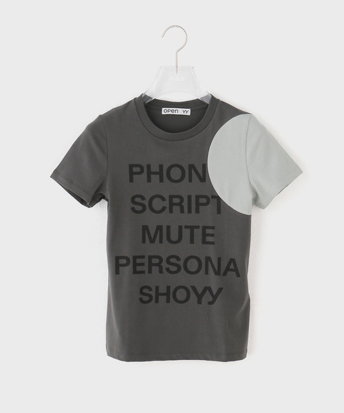 OPEN Yy(オープンワイワイ)の「【Geek Office / ギークオフィス】OPEN YY / Knitted YY DOT TYPO TEE(Tシャツ/カットソー・レディース・チャコールグレー/ホワイト/ブルー・SMALL)」の1枚目の写真