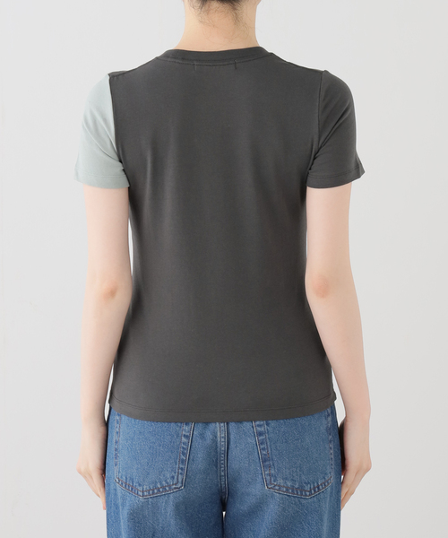 OPEN Yy(オープンワイワイ)の「【Geek Office / ギークオフィス】OPEN YY / Knitted YY DOT TYPO TEE(Tシャツ/カットソー・レディース・チャコールグレー/ホワイト/ブルー・SMALL)」の4枚目の写真