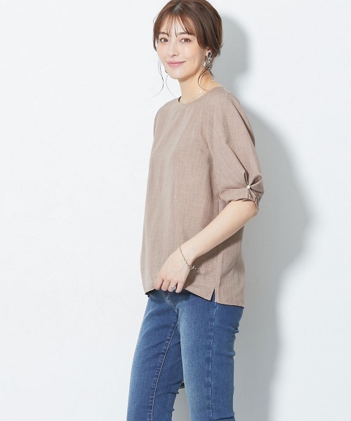 slattgir(スラットジール)の「高身長 袖タックデザインブラウス(トールサイズ)(シャツ/ブラウス・レディース・モカ/ブルー/ネイビー・T5L/T4L/T3L/TL/TLL/TM)」の10枚目の写真