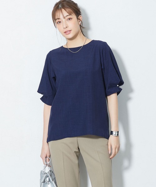 slattgir(スラットジール)の「高身長 袖タックデザインブラウス(トールサイズ)(シャツ/ブラウス・レディース・モカ/ブルー/ネイビー・T5L/T4L/T3L/TL/TLL/TM)」の13枚目の写真