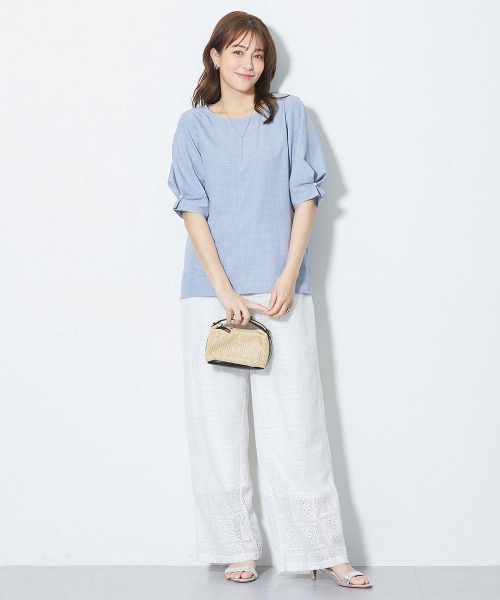 slattgir(スラットジール)の「高身長 袖タックデザインブラウス(トールサイズ)(シャツ/ブラウス・レディース・モカ/ブルー/ネイビー・T5L/T4L/T3L/TL/TLL/TM)」の21枚目の写真