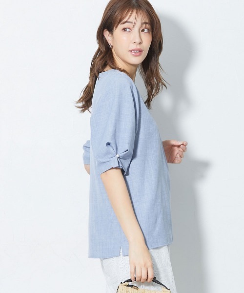 slattgir(スラットジール)の「高身長 袖タックデザインブラウス(トールサイズ)(シャツ/ブラウス・レディース・モカ/ブルー/ネイビー・T5L/T4L/T3L/TL/TLL/TM)」の22枚目の写真