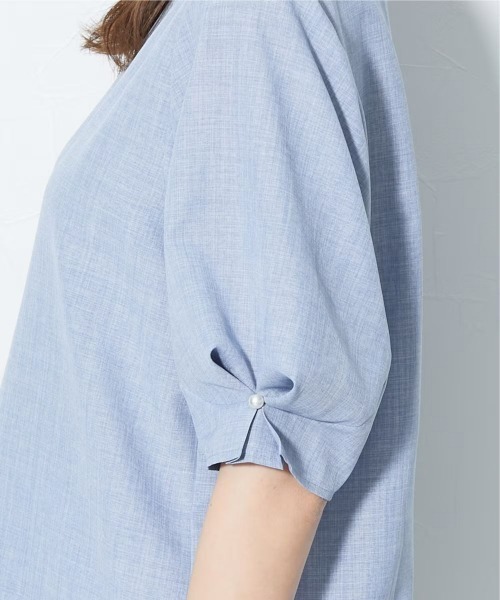 slattgir(スラットジール)の「高身長 袖タックデザインブラウス(トールサイズ)(シャツ/ブラウス・レディース・モカ/ブルー/ネイビー・T5L/T4L/T3L/TL/TLL/TM)」の8枚目の写真