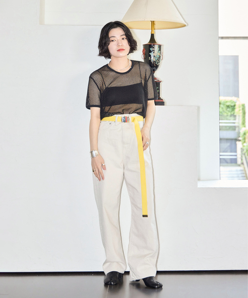 KURO(クロ)の「KURO OPTIMA OFF WHITE ONE WASH 964029:デニムパンツ(デニムパンツ・レディース・アイボリー・25/27)」の4枚目の写真