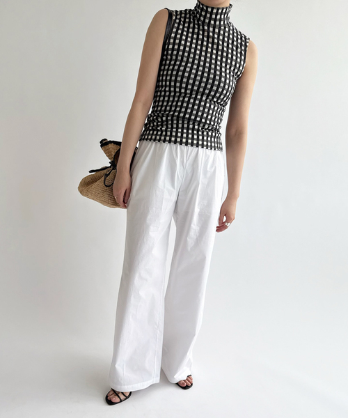 EDIT. FOR LULU(エディットフォールル)の「【babaco/ババコ】Gingham Check High Neck Top(Tシャツ/カットソー・レディース・カーキ/ブラック・FREE)」の5枚目の写真