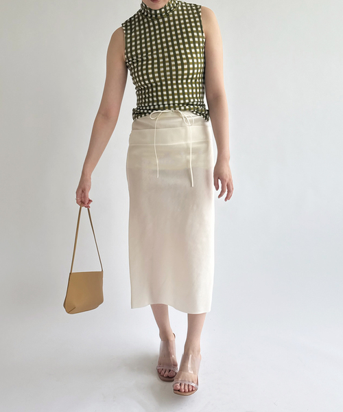 EDIT. FOR LULU(エディットフォールル)の「【babaco/ババコ】Gingham Check High Neck Top(Tシャツ/カットソー・レディース・カーキ/ブラック・FREE)」の8枚目の写真