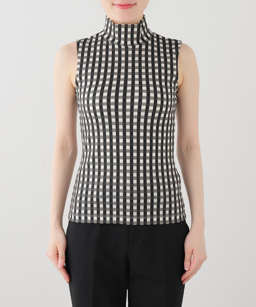 EDIT. FOR LULU(エディットフォールル)の「【babaco/ババコ】Gingham Check High Neck Top(Tシャツ/カットソー・レディース・カーキ/ブラック・FREE)」の9枚目の写真