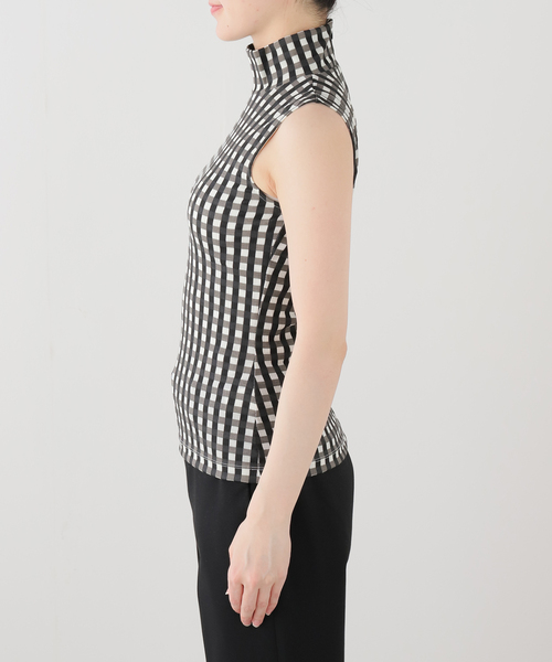 EDIT. FOR LULU(エディットフォールル)の「【babaco/ババコ】Gingham Check High Neck Top(Tシャツ/カットソー・レディース・カーキ/ブラック・FREE)」の10枚目の写真