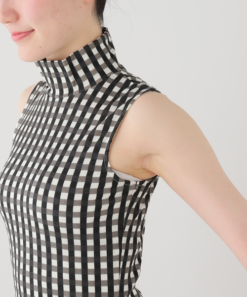 EDIT. FOR LULU(エディットフォールル)の「【babaco/ババコ】Gingham Check High Neck Top(Tシャツ/カットソー・レディース・カーキ/ブラック・FREE)」の12枚目の写真