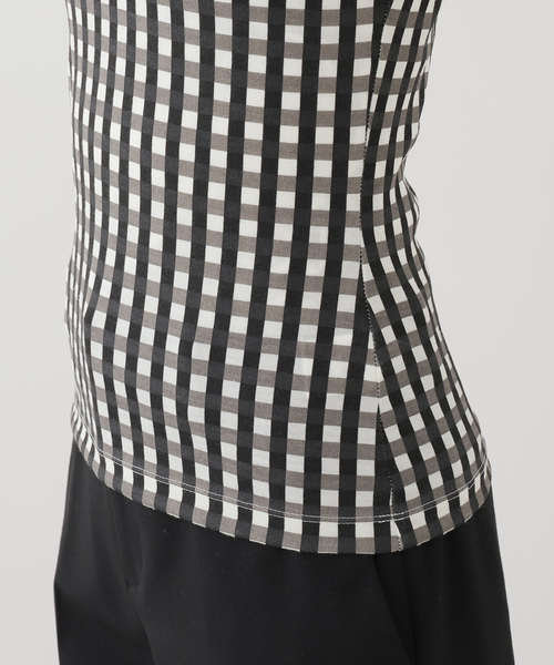 EDIT. FOR LULU(エディットフォールル)の「【babaco/ババコ】Gingham Check High Neck Top(Tシャツ/カットソー・レディース・カーキ/ブラック・FREE)」の13枚目の写真