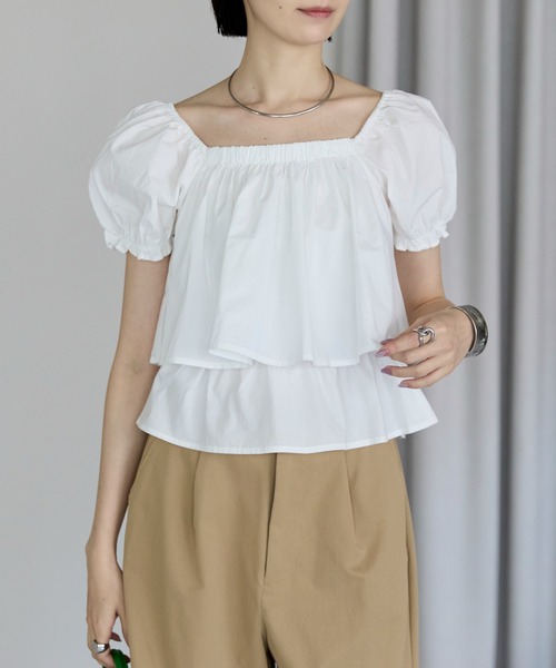 Tiered frill puff sleeve blouse — блузка с воланами, офис‑вариант