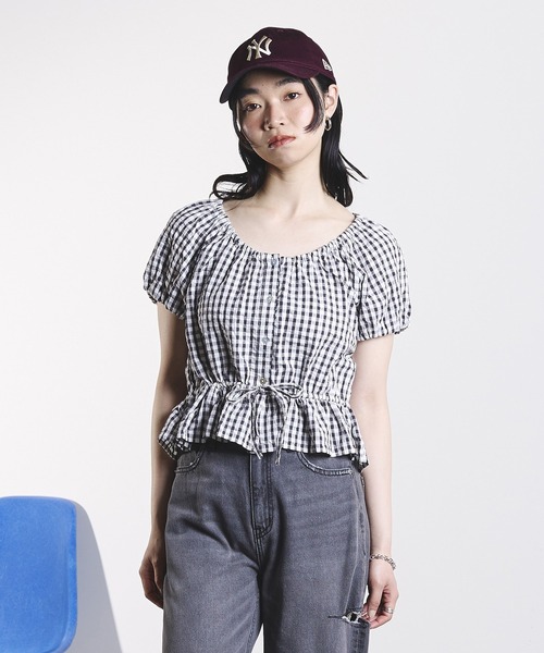 ROSE BUD(ローズバッド)の「GINGHAM PUFF SLEEVE TOP(シャツ/ブラウス・レディース・ブラック/オレンジ・ONE SIZE)」の18枚目の写真