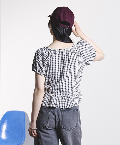 ROSE BUD(ローズバッド)の「GINGHAM PUFF SLEEVE TOP(シャツ/ブラウス・レディース・ブラック/オレンジ・ONE SIZE)」の20枚目の写真