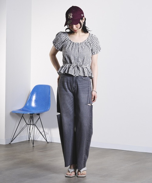 ROSE BUD(ローズバッド)の「GINGHAM PUFF SLEEVE TOP(シャツ/ブラウス・レディース・ブラック/オレンジ・ONE SIZE)」の21枚目の写真