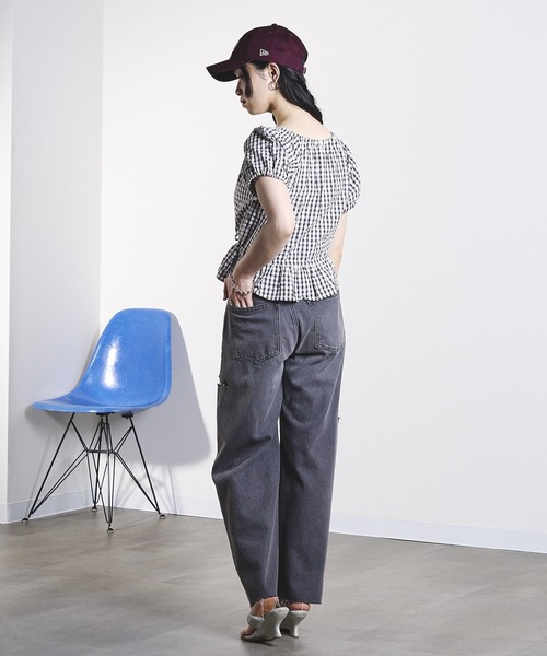 ROSE BUD(ローズバッド)の「GINGHAM PUFF SLEEVE TOP(シャツ/ブラウス・レディース・ブラック/オレンジ・ONE SIZE)」の22枚目の写真