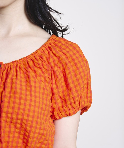 ROSE BUD(ローズバッド)の「GINGHAM PUFF SLEEVE TOP(シャツ/ブラウス・レディース・ブラック/オレンジ・ONE SIZE)」の10枚目の写真