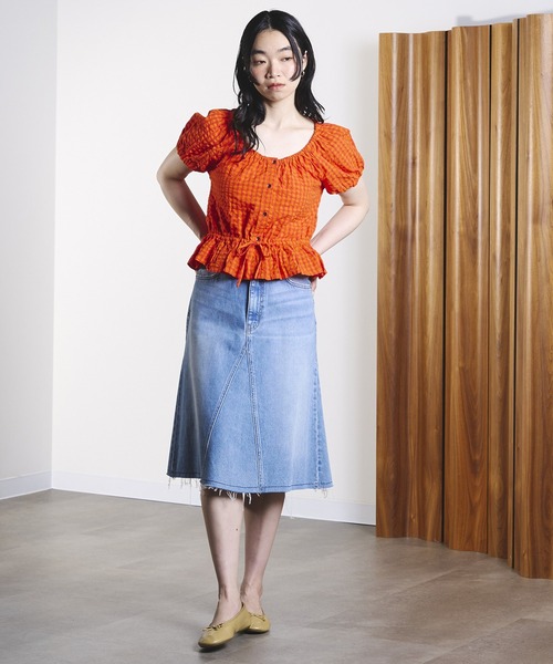 ROSE BUD(ローズバッド)の「GINGHAM PUFF SLEEVE TOP(シャツ/ブラウス・レディース・ブラック/オレンジ・ONE SIZE)」の12枚目の写真